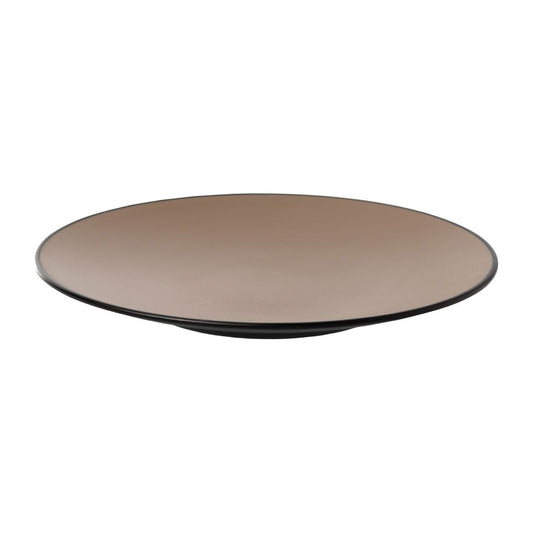 Coucou Dual Colour Round Plate 250mm - Beige & Black (9 Pack) (Colour: Beige & Black | Pack of 9 | 250mm / 9.8" | Melamine material) • PAS-DU516