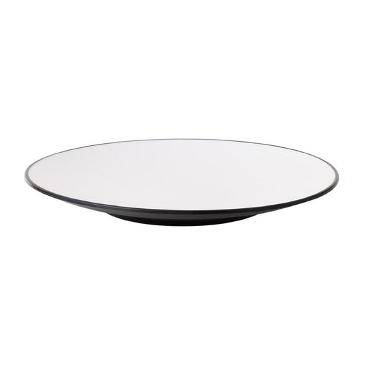 Coucou Dual Colour Round Plate 250mm - White & Black (9 Pack) (Colour: White & Black | Pack of 9 | 250mm / 9.8" | Melamine material) • PAS-DU518
