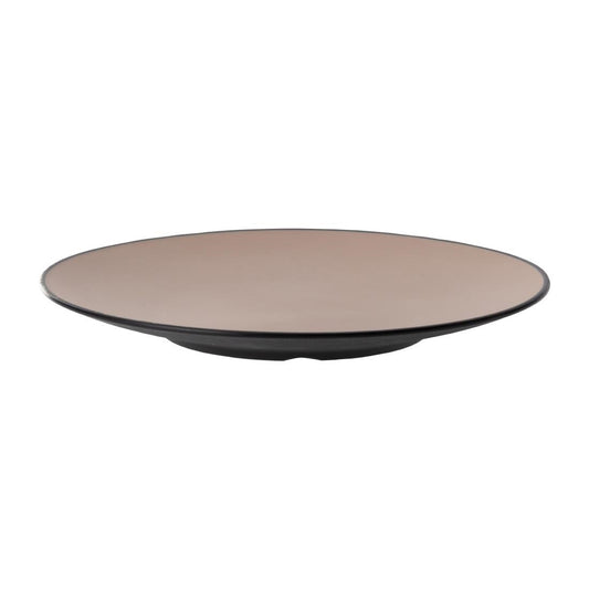 Coucou Dual Colour Round Plate 300mm - Beige & Black (12 Pack) (Colour: Beige & Black | Pack of 12 | 300mm / 11.8" | Melamine material) • PAS-DU521