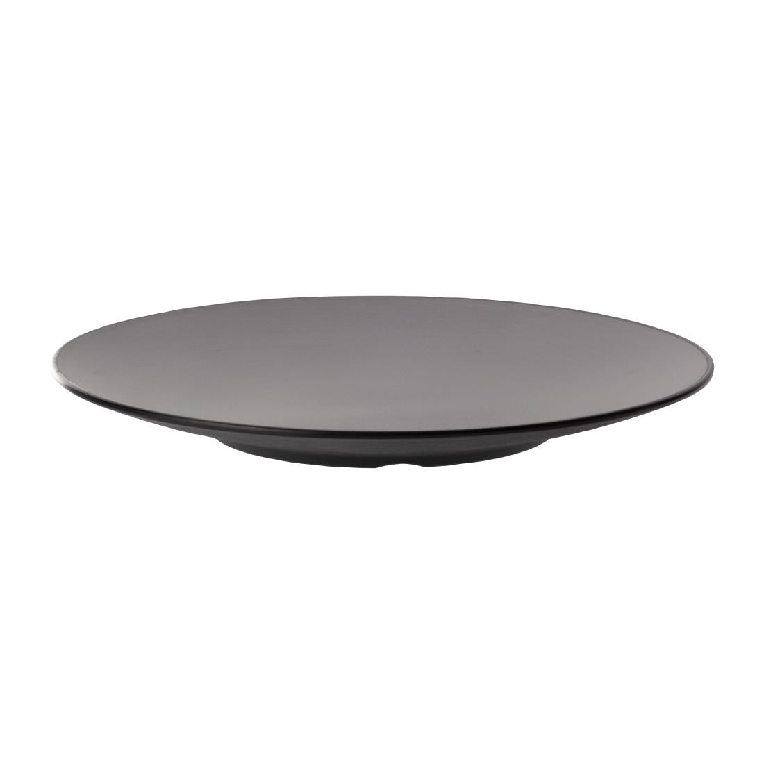 Coucou Dual Colour Round Plate 300mm - Grey & Black (12 Pack) (Colour: Grey & Black | Pack of 12 | 300mm / 11.8" | Melamine material) • PAS-DU522
