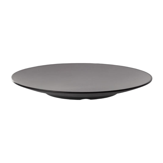 Coucou Dual Colour Round Plate 300mm - Grey & Black (12 Pack) (Colour: Grey & Black | Pack of 12 | 300mm / 11.8" | Melamine material) • PAS-DU522