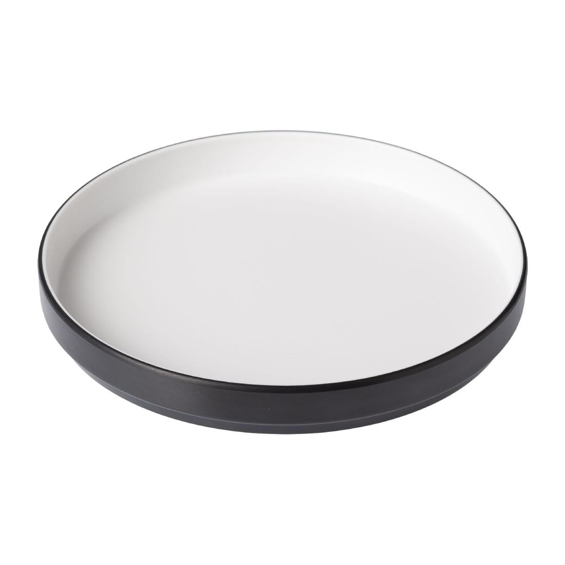Coucou Dual Colour Round Edge Plate 200mm - White & Black (12 Pack) (Colour: White & Black | Pack of 12 | 200mm / 7.8" | Melamine material) • PAS-DU525