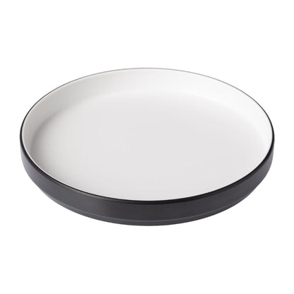 Coucou Dual Colour Round Edge Plate 200mm - White & Black (12 Pack) (Colour: White & Black | Pack of 12 | 200mm / 7.8" | Melamine material) • PAS-DU525