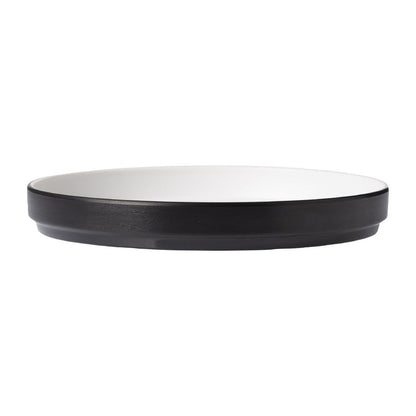Coucou Dual Colour Round Edge Plate 200mm - White & Black (12 Pack) (Colour: White & Black | Pack of 12 | 200mm / 7.8" | Melamine material) • PAS-DU525