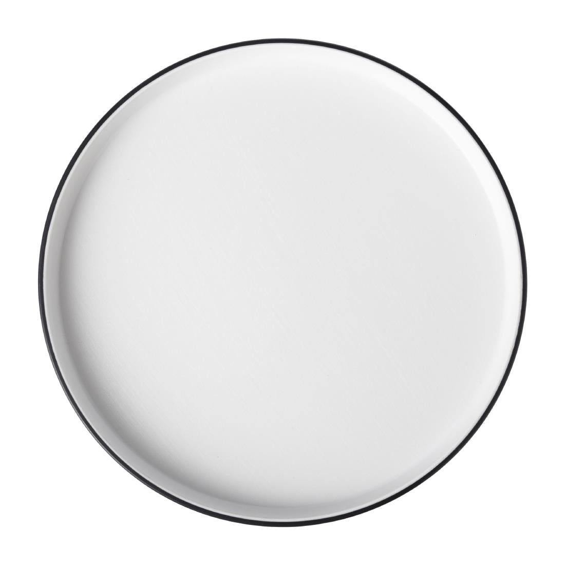 Coucou Dual Colour Round Edge Plate 270mm - White & Black (12 Pack) (Colour: White & Black | Pack of 12 | 270mm / 10.6" | Melamine material) • PAS-DU528