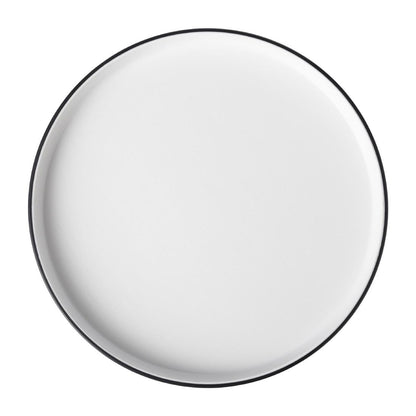 Coucou Dual Colour Round Edge Plate 270mm - White & Black (12 Pack) (Colour: White & Black | Pack of 12 | 270mm / 10.6" | Melamine material) • PAS-DU528