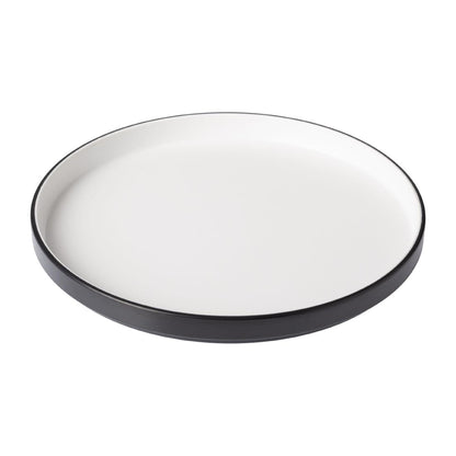 Coucou Dual Colour Round Edge Plate 270mm - White & Black (12 Pack) (Colour: White & Black | Pack of 12 | 270mm / 10.6" | Melamine material) • PAS-DU528