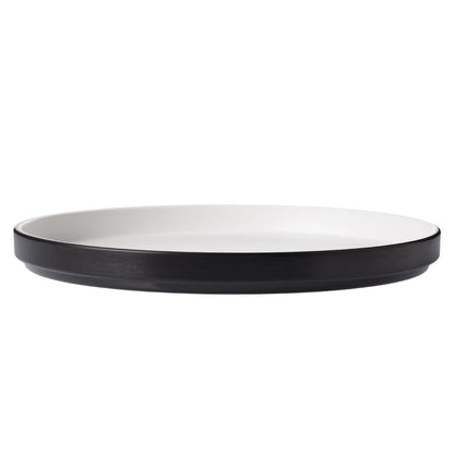 Coucou Dual Colour Round Edge Plate 270mm - White & Black (12 Pack) (Colour: White & Black | Pack of 12 | 270mm / 10.6" | Melamine material) • PAS-DU528