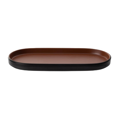 Coucou Dual Colour Oblong Plate 260x130mm - Brown & Black (12 Pack) (Colour: Brown & Black | Pack of 12 | 260x130mm / 10.2x5.11" | Melamine material) • PAS-DU531