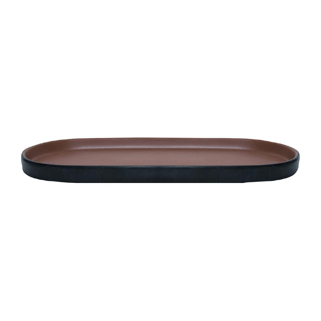 Coucou Dual Colour Oblong Plate 260x130mm - Brown & Black (12 Pack) (Colour: Brown & Black | Pack of 12 | 260x130mm / 10.2x5.11" | Melamine material) • PAS-DU531