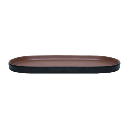 Coucou Dual Colour Oblong Plate 260x130mm - Brown & Black (12 Pack) (Colour: Brown & Black | Pack of 12 | 260x130mm / 10.2x5.11" | Melamine material) • PAS-DU531
