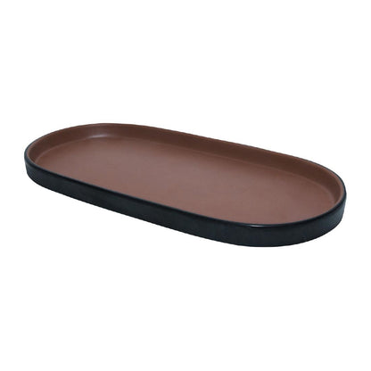 Coucou Dual Colour Oblong Plate 260x130mm - Brown & Black (12 Pack) (Colour: Brown & Black | Pack of 12 | 260x130mm / 10.2x5.11" | Melamine material) • PAS-DU531