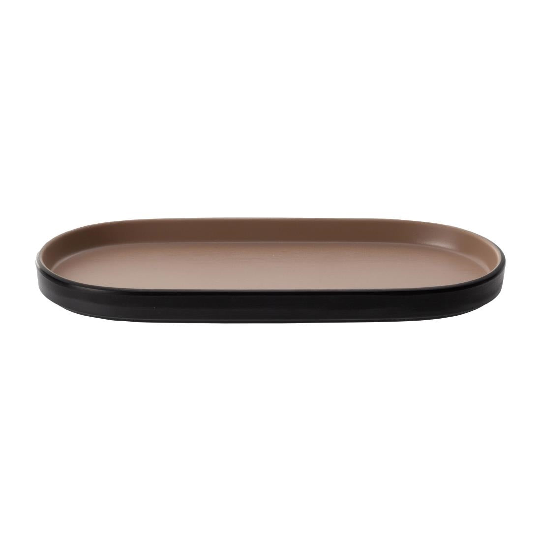 Coucou Dual Colour Oblong Plate 260x130mm - Beige & Black (12 Pack) (Colour: Beige & Black | Pack of 12 | 260x130mm / 10.2x5.11" | Melamine material) • PAS-DU532
