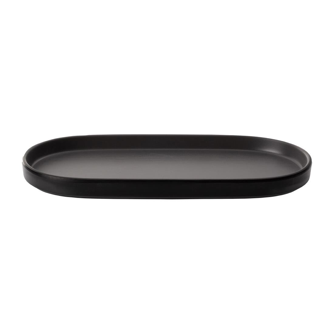 Coucou Dual Colour Oblong Plate 260x130mm - Grey & Black (12 Pack) (Colour: Grey & Black | Pack of 12 | 260x130mm / 10.2x5.11" | Melamine material) • PAS-DU533