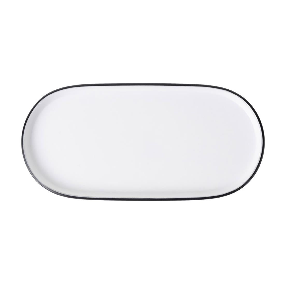 Coucou Dual Colour Oblong Plate 260x130mm - White & Black (12 Pack) (Colour: White & Black | Pack of 12 | 260x130mm / 10.2x5.11" | Melamine material) • PAS-DU534