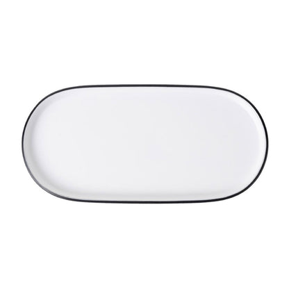 Coucou Dual Colour Oblong Plate 260x130mm - White & Black (12 Pack) (Colour: White & Black | Pack of 12 | 260x130mm / 10.2x5.11" | Melamine material) • PAS-DU534