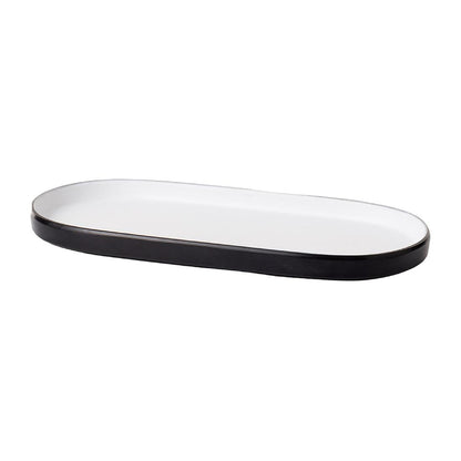 Coucou Dual Colour Oblong Plate 260x130mm - White & Black (12 Pack) (Colour: White & Black | Pack of 12 | 260x130mm / 10.2x5.11" | Melamine material) • PAS-DU534