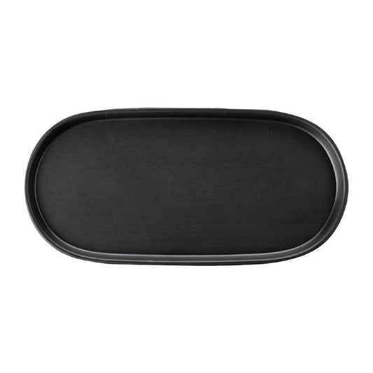 Coucou Dual Colour Oblong Plate 260x130mm - Black (12 Pack) (Colour: Black & Black | Pack of 12 | 260x130mm / 10.2x5.11" | Melamine material) • PAS-DU535