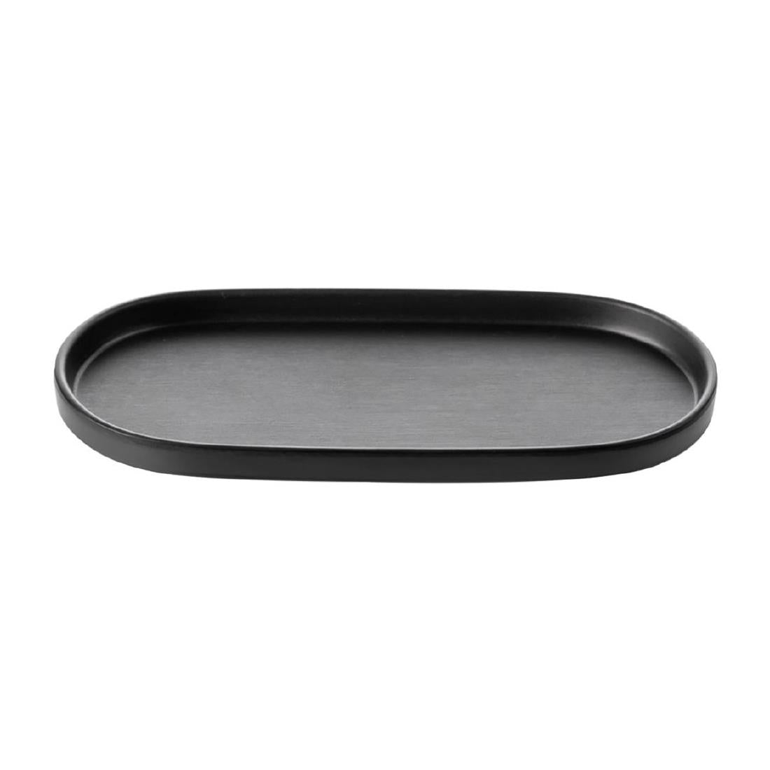 Coucou Dual Colour Oblong Plate 260x130mm - Black (12 Pack) (Colour: Black & Black | Pack of 12 | 260x130mm / 10.2x5.11" | Melamine material) • PAS-DU535