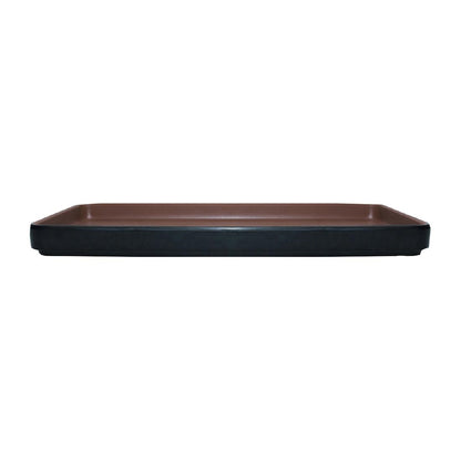 Coucou Dual Colour Rect. Plate 250x120mm - Brown & Black (12 Pack) (Colour: Brown & Black | Pack of 12 | 250x120mm / 9.8x4.7" | Melamine material) • PAS-DU536