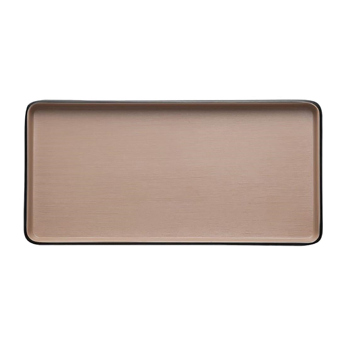 Coucou Dual Colour Rect. Plate 250x120mm - Beige & Black (12 Pack) (Colour: Beige & Black | Pack of 12 | 250x120mm / 9.8x4.7" | Melamine material) • PAS-DU537