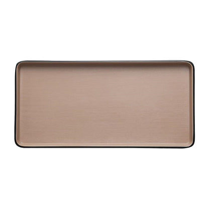 Coucou Dual Colour Rect. Plate 250x120mm - Beige & Black (12 Pack) (Colour: Beige & Black | Pack of 12 | 250x120mm / 9.8x4.7" | Melamine material) • PAS-DU537