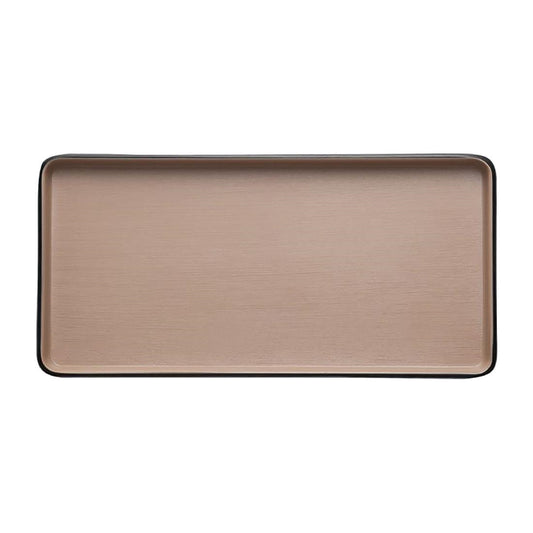 Coucou Dual Colour Rect. Plate 250x120mm - Beige & Black (12 Pack) (Colour: Beige & Black | Pack of 12 | 250x120mm / 9.8x4.7" | Melamine material) • PAS-DU537