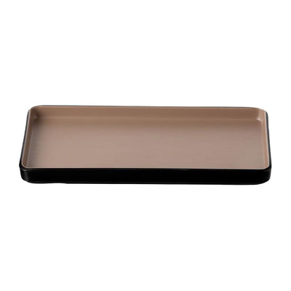 Coucou Dual Colour Rect. Plate 250x120mm - Beige & Black (12 Pack) (Colour: Beige & Black | Pack of 12 | 250x120mm / 9.8x4.7" | Melamine material) • PAS-DU537