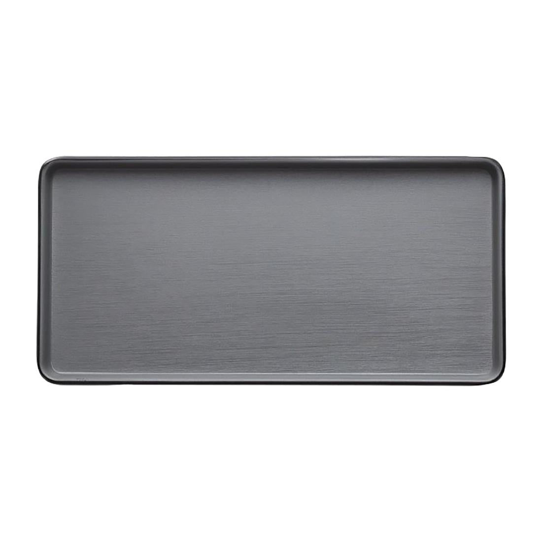 Coucou Dual Colour Rect. Plate 250x120mm - Grey & Black (12 Pack) (Colour: Grey & Black | Pack of 12 | 250x120mm / 9.8x4.7" | Melamine material) • PAS-DU538