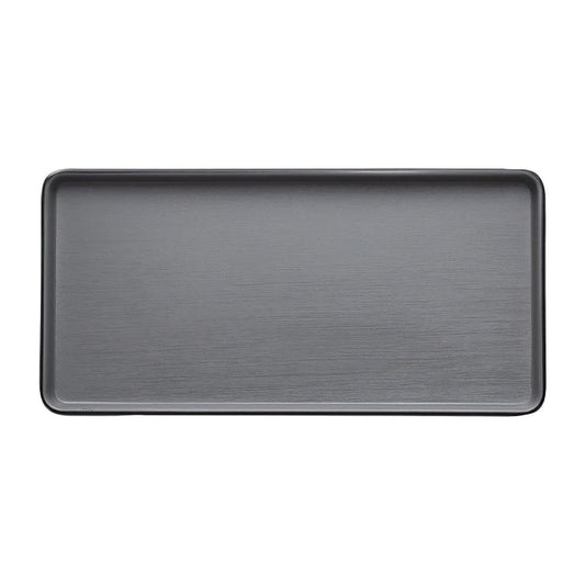 Coucou Dual Colour Rect. Plate 250x120mm - Grey & Black (12 Pack) (Colour: Grey & Black | Pack of 12 | 250x120mm / 9.8x4.7" | Melamine material) • PAS-DU538