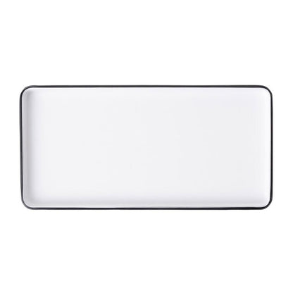 Coucou Dual Colour Rect. Plate 250x120mm - White & Black (12 Pack) (Colour: White & Black | Pack of 12 | 250x120mm / 9.8x4.7" | Melamine material) • PAS-DU539