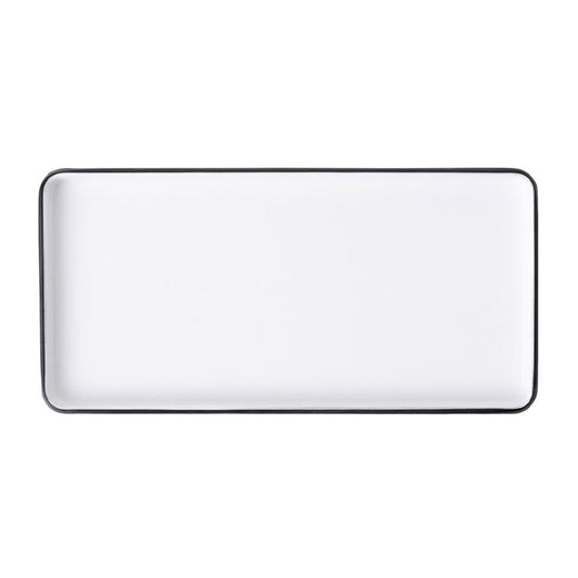 Coucou Dual Colour Rect. Plate 250x120mm - White & Black (12 Pack) (Colour: White & Black | Pack of 12 | 250x120mm / 9.8x4.7" | Melamine material) • PAS-DU539