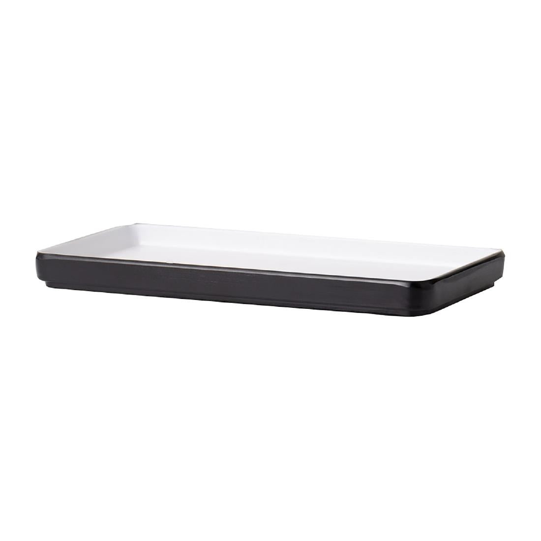 Coucou Dual Colour Rect. Plate 250x120mm - White & Black (12 Pack) (Colour: White & Black | Pack of 12 | 250x120mm / 9.8x4.7" | Melamine material) • PAS-DU539