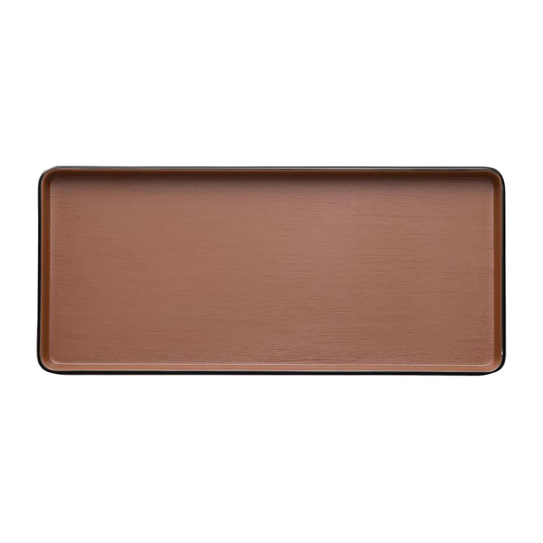Coucou Dual Colour Rect. Plate 290x130mm - Brown & Black (12 Pack) (Colour: Brown & Black | Pack of 12 | 290x130mm / 11.4x5.11" | Melamine material) • PAS-DU541