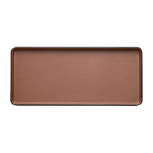 Coucou Dual Colour Rect. Plate 290x130mm - Brown & Black (12 Pack) (Colour: Brown & Black | Pack of 12 | 290x130mm / 11.4x5.11" | Melamine material) • PAS-DU541