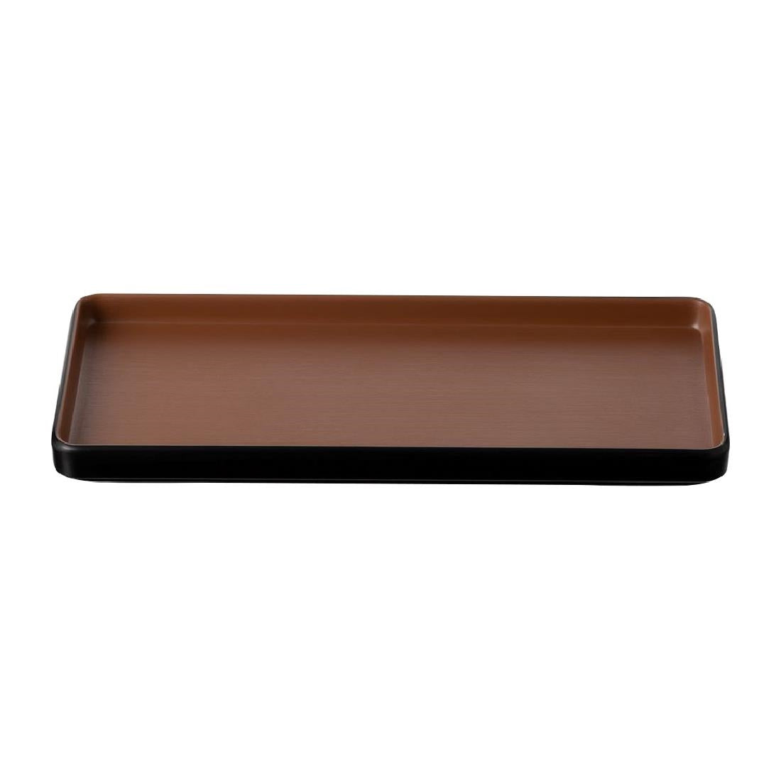 Coucou Dual Colour Rect. Plate 290x130mm - Brown & Black (12 Pack) (Colour: Brown & Black | Pack of 12 | 290x130mm / 11.4x5.11" | Melamine material) • PAS-DU541