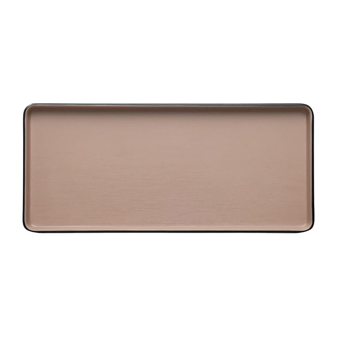 Coucou Dual Colour Rect. Plate 290x130mm - Beige & Black (12 Pack) (Colour: Beige & Black | Pack of 12 | 290x130mm / 11.4x5.11" | Melamine material) • PAS-DU542