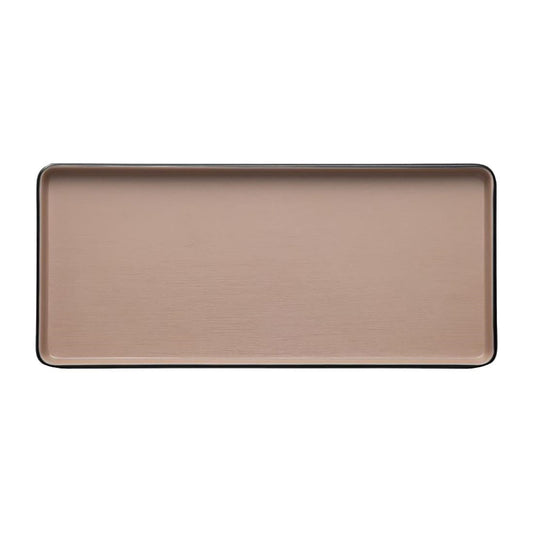 Coucou Dual Colour Rect. Plate 290x130mm - Beige & Black (12 Pack) (Colour: Beige & Black | Pack of 12 | 290x130mm / 11.4x5.11" | Melamine material) • PAS-DU542