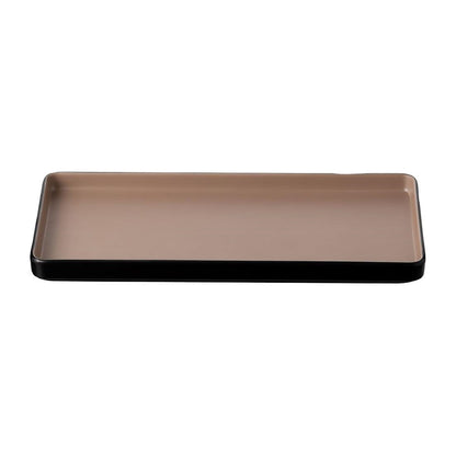 Coucou Dual Colour Rect. Plate 290x130mm - Beige & Black (12 Pack) (Colour: Beige & Black | Pack of 12 | 290x130mm / 11.4x5.11" | Melamine material) • PAS-DU542