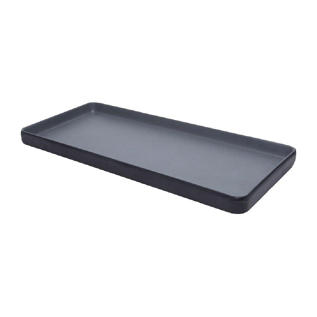 Coucou Dual Colour Rect. Plate 290x130mm - Grey & Black (12 Pack) (Colour: Grey & Black | Pack of 12 | 290x130mm / 11.4x5.11" | Melamine material) • PAS-DU543
