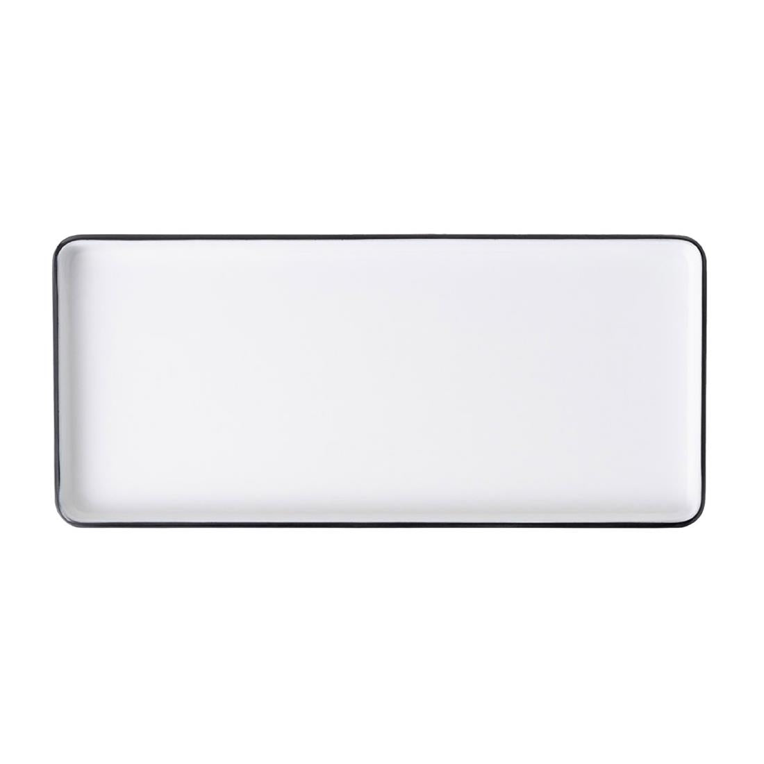 Coucou Dual Colour Rect. Plate 290x130mm - White & Black (12 Pack) (Colour: White & Black | Pack of 12 | 290x130mm / 11.4x5.11" | Melamine material) • PAS-DU544