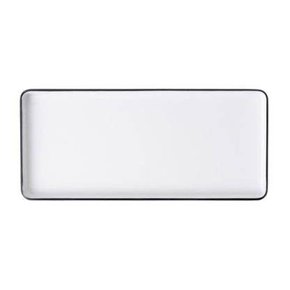 Coucou Dual Colour Rect. Plate 290x130mm - White & Black (12 Pack) (Colour: White & Black | Pack of 12 | 290x130mm / 11.4x5.11" | Melamine material) • PAS-DU544