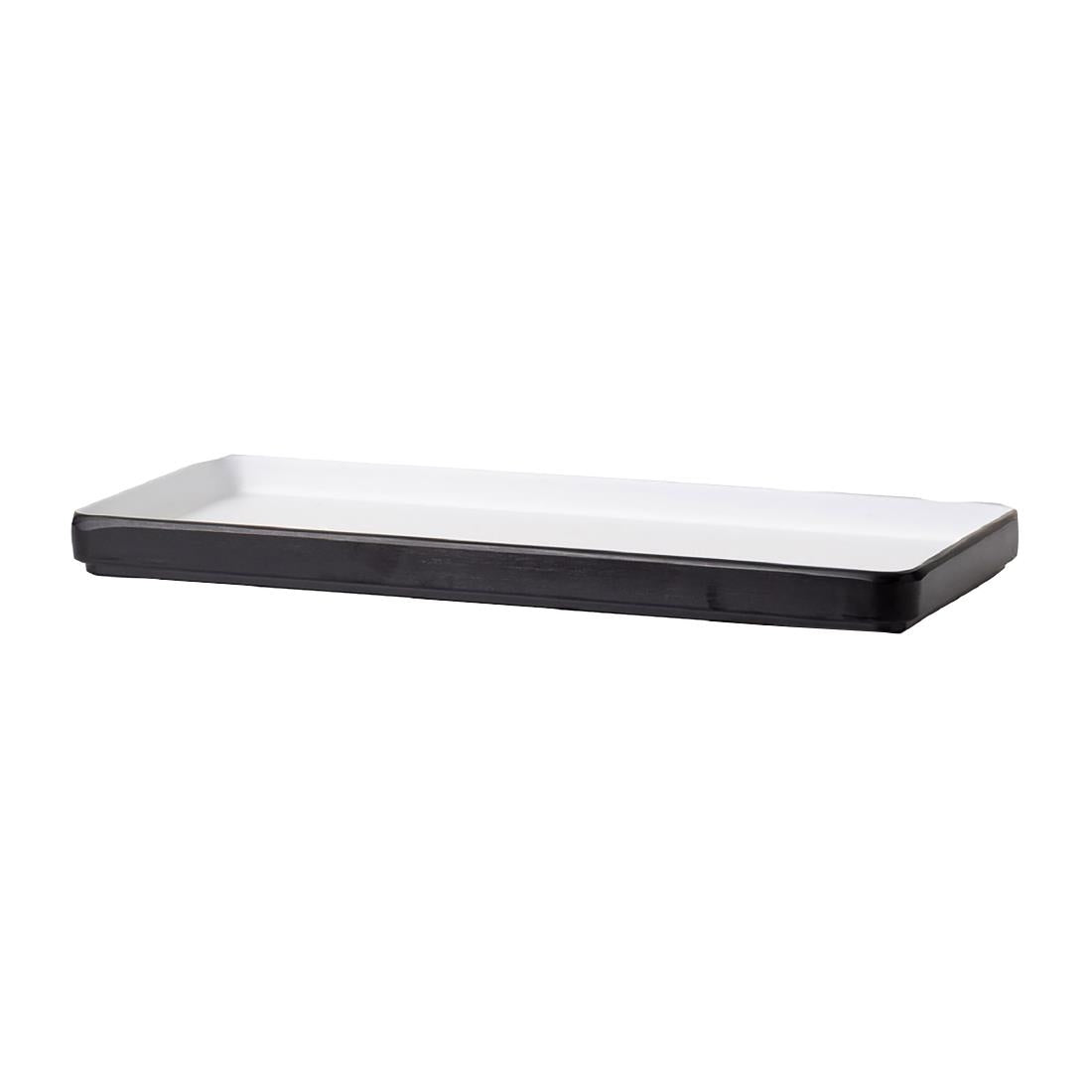 Coucou Dual Colour Rect. Plate 290x130mm - White & Black (12 Pack) (Colour: White & Black | Pack of 12 | 290x130mm / 11.4x5.11" | Melamine material) • PAS-DU544