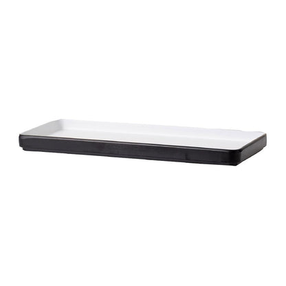 Coucou Dual Colour Rect. Plate 290x130mm - White & Black (12 Pack) (Colour: White & Black | Pack of 12 | 290x130mm / 11.4x5.11" | Melamine material) • PAS-DU544