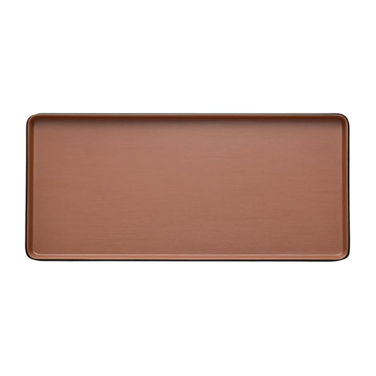 Coucou Dual Colour Rect. Plate 325x150mm - Brown & Black (9 Pack) (Colour: Brown & Black | Pack of 9 | 325x150mm / 12.7x5.9" | Melamine material) • PAS-DU546