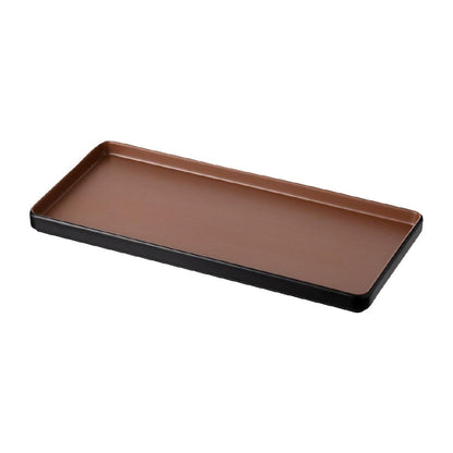 Coucou Dual Colour Rect. Plate 325x150mm - Brown & Black (9 Pack) (Colour: Brown & Black | Pack of 9 | 325x150mm / 12.7x5.9" | Melamine material) • PAS-DU546