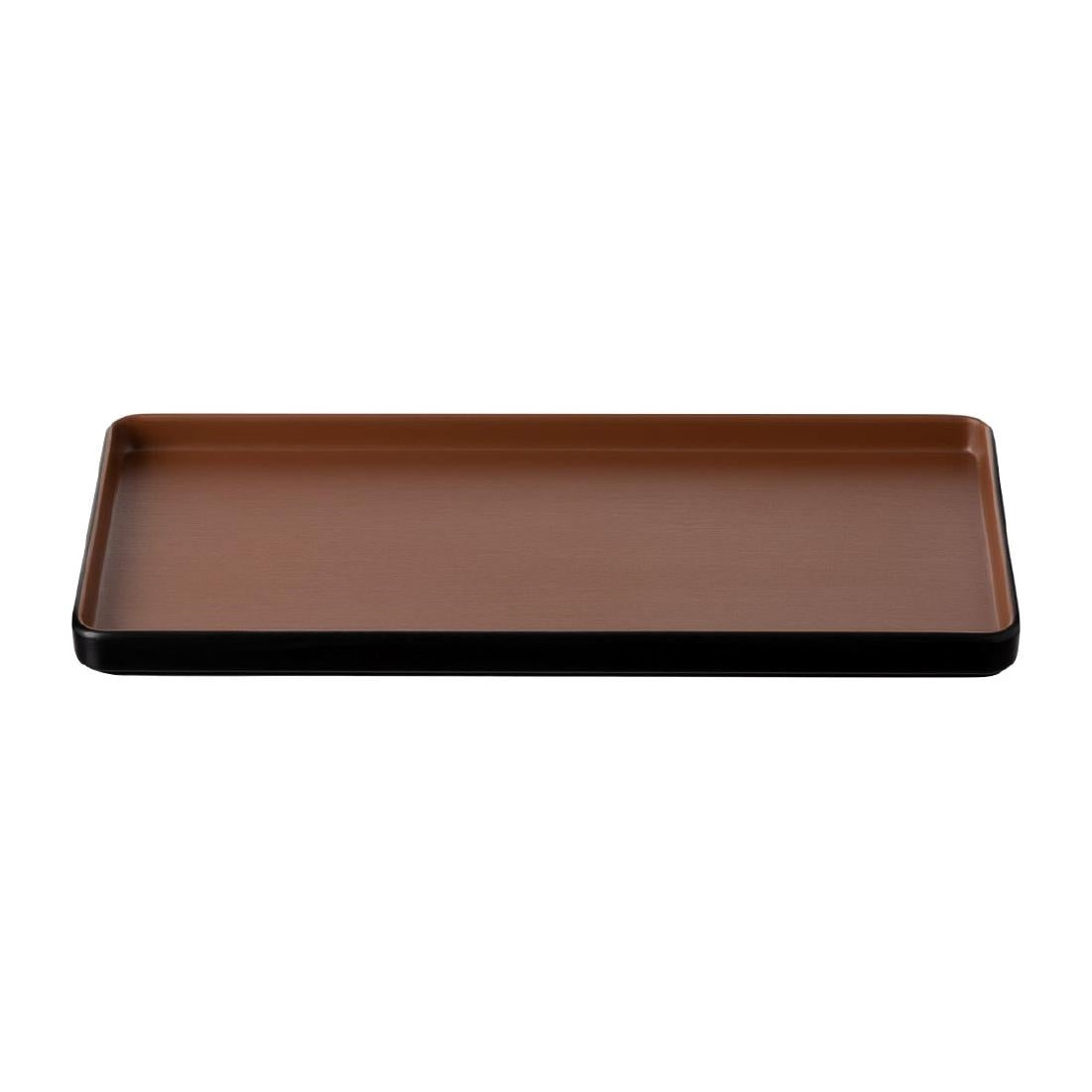 Coucou Dual Colour Rect. Plate 325x150mm - Brown & Black (9 Pack) (Colour: Brown & Black | Pack of 9 | 325x150mm / 12.7x5.9" | Melamine material) • PAS-DU546