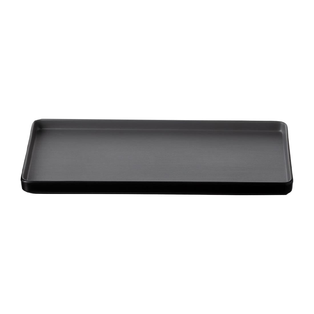 Coucou Dual Colour Rect. Plate 325x150mm - Grey & Black (9 Pack) (Colour: Grey & Black | Pack of 9 | 325x150mm / 12.7x5.9" | Melamine material) • PAS-DU548