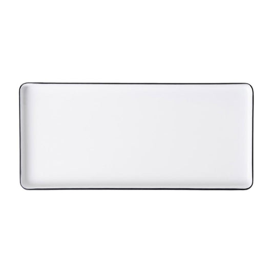 Coucou Dual Colour Rect. Plate 325x150mm - White & Black (9 Pack) (Colour: White & Black | Pack of 9 | 325x150mm / 12.7x5.9" | Melamine material) • PAS-DU549