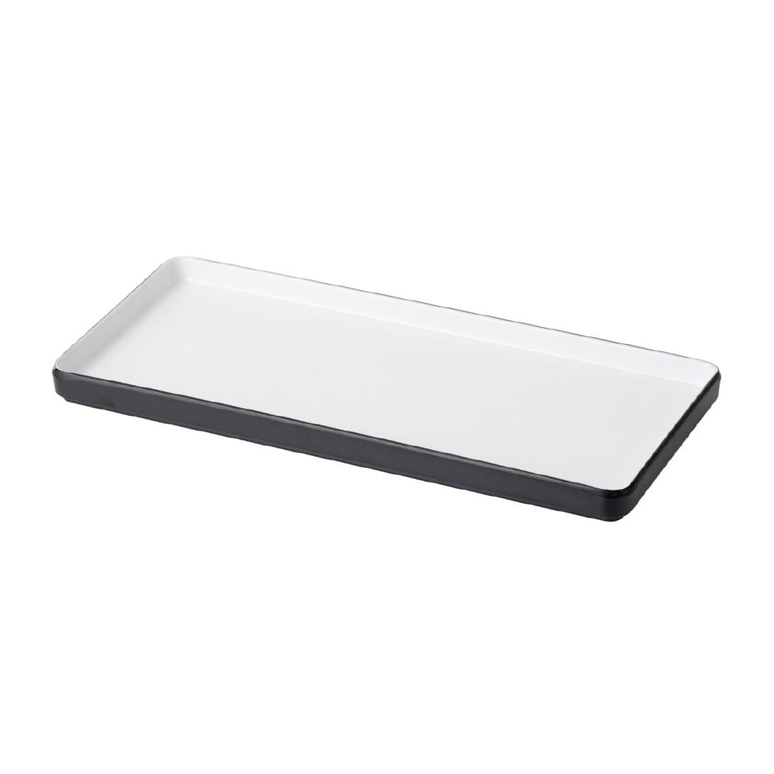 Coucou Dual Colour Rect. Plate 325x150mm - White & Black (9 Pack) (Colour: White & Black | Pack of 9 | 325x150mm / 12.7x5.9" | Melamine material) • PAS-DU549